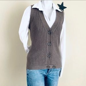 Tommy Hilfiger Taupe Button Sweater Vest Small